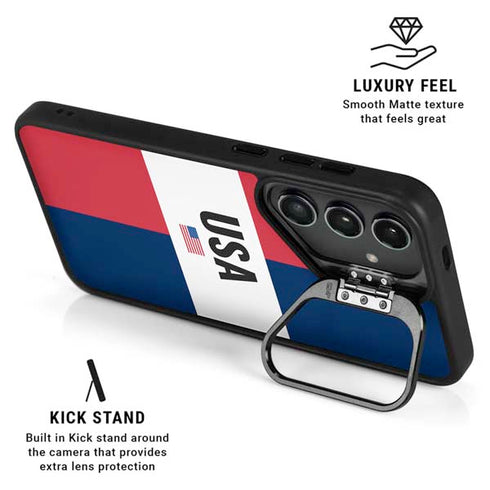 American Flag Color Block Galaxy S24 Plus Kickstand Case